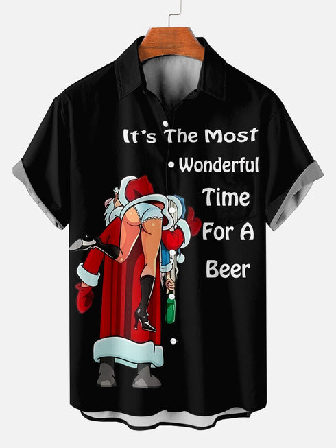 Men's Christmas Funny Graphic Short Sleeve Hawaiian Shirt